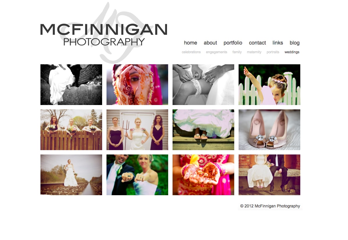McFinnigan Photography Weddings Page Design