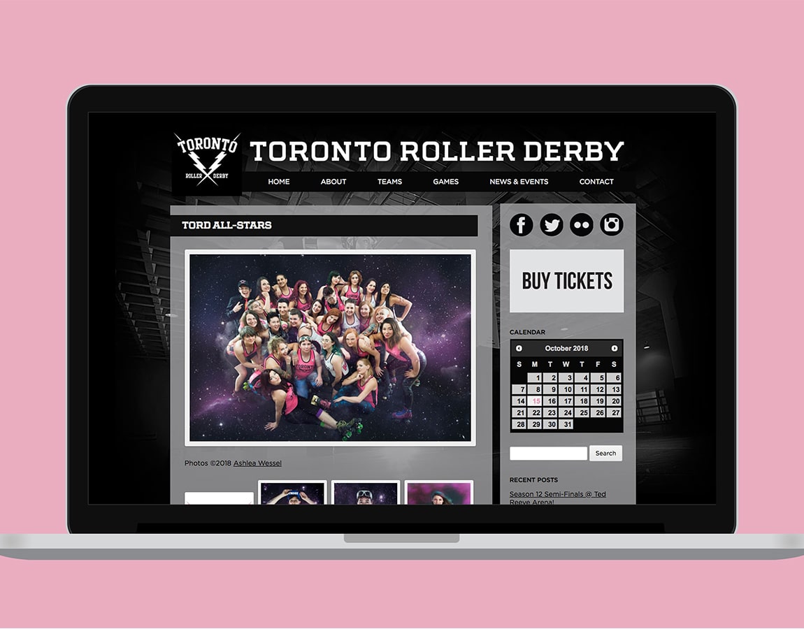 Toronto Roller Derby website design